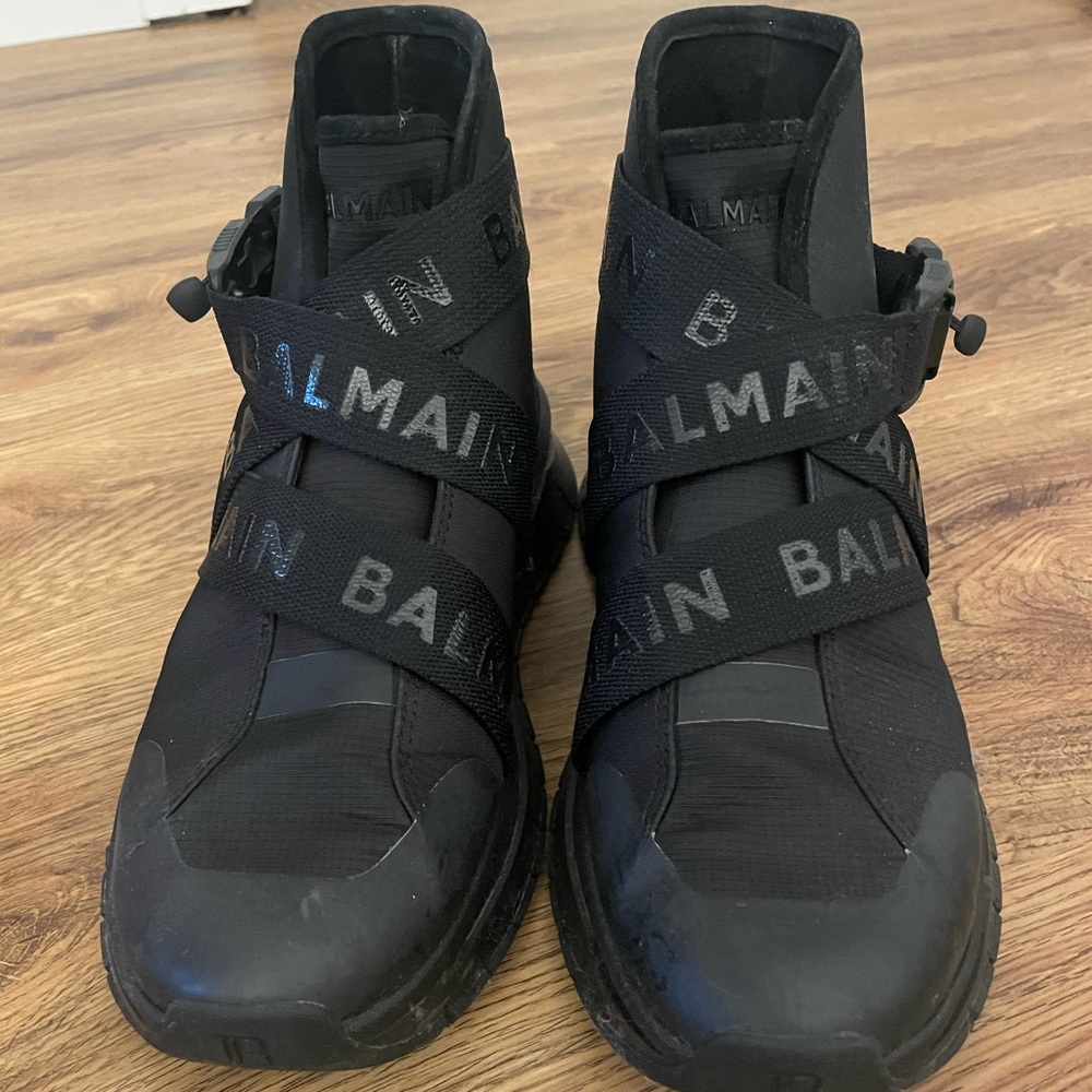 Balmain Troop Strappy High-Top Sneakers, Black, Women's